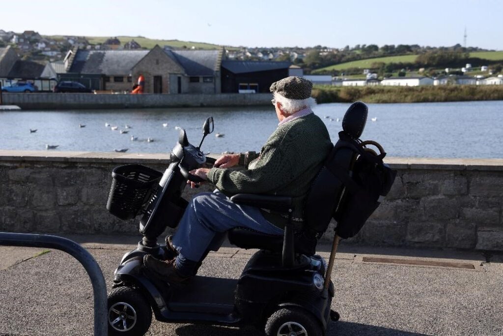 Grandpa sitting in the wheel chair